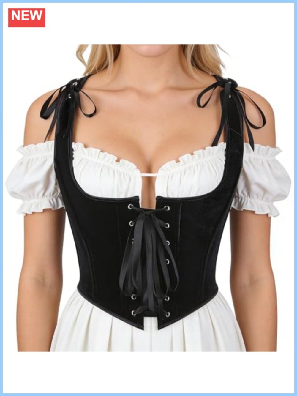 Women's Underbust Corset Top Lace-Up Waist Cincher Renaissance Medieval